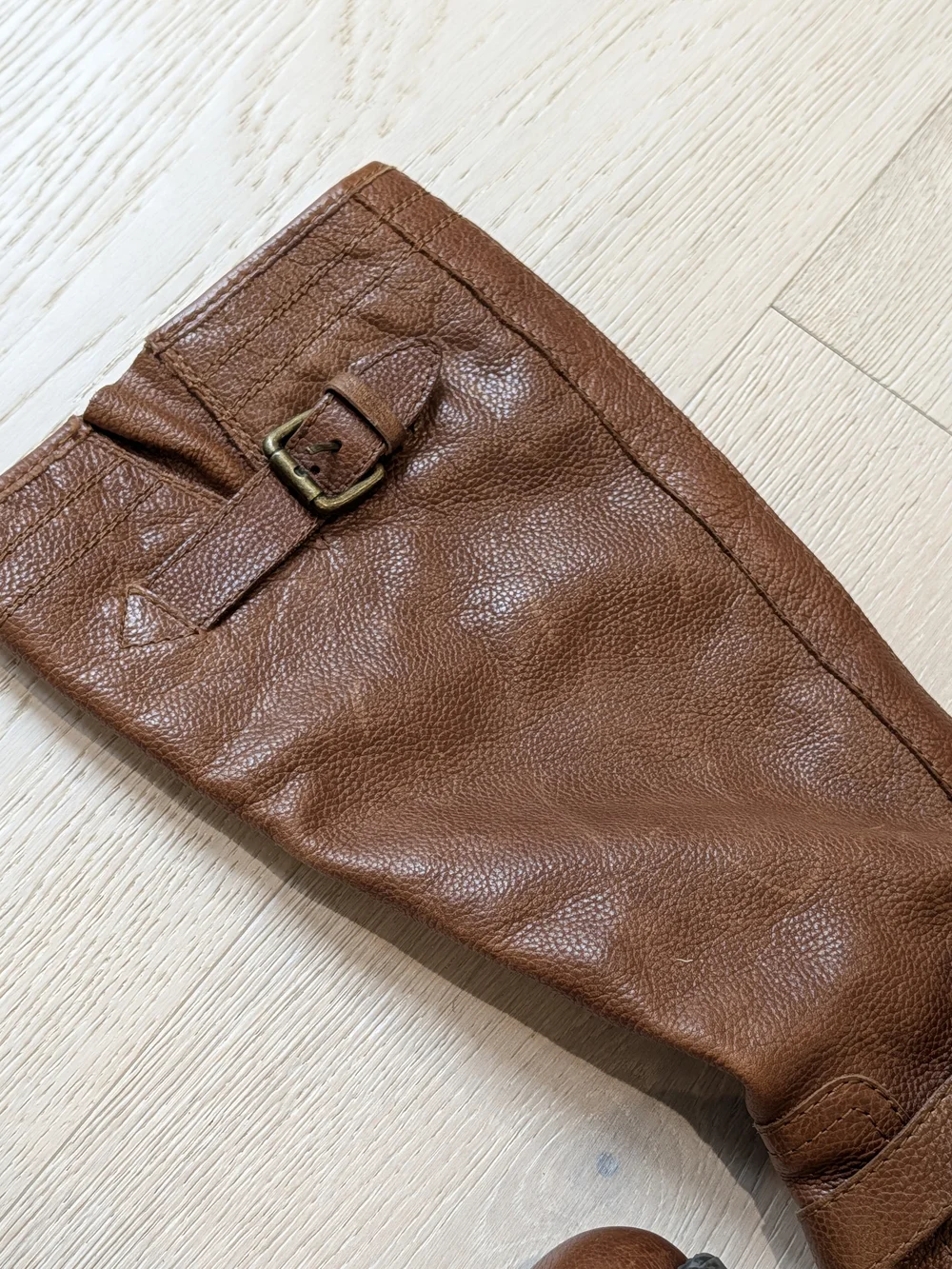 Franco Sarto Brown Leather Knee-High Buckle Boots
